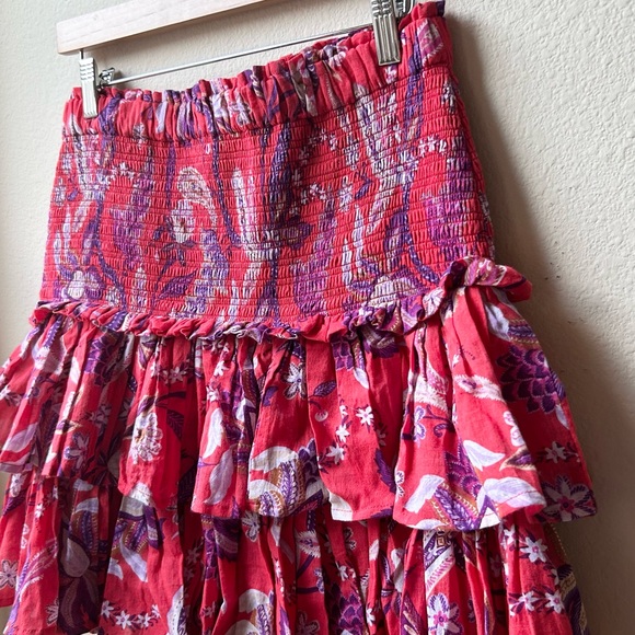 Sundry Red Floral Tiered Mini Smocked Ruffle
Lightweight Skirt Women Size L - Picture 6 of 16